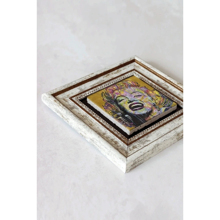 Marilyn Monroe Çerçeveli Taş Tablo , Çerçeveli Taş Duvar Dekoru-enkcrcvtbl-00178 20 cm