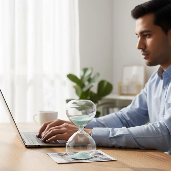 Desktop Glass Hourglass – Aesthetic Design, Decorative Time Measuring Device (5365)