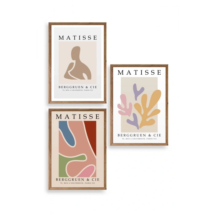 Matisse Üçlü Ahşap Çerçeveli Tablo 10 x 10