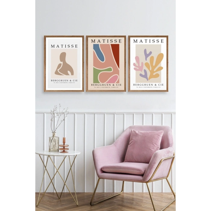 Matisse Üçlü Ahşap Çerçeveli Tablo 10 x 10