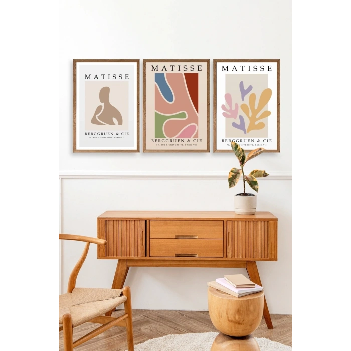 Matisse Üçlü Ahşap Çerçeveli Tablo 10 x 10
