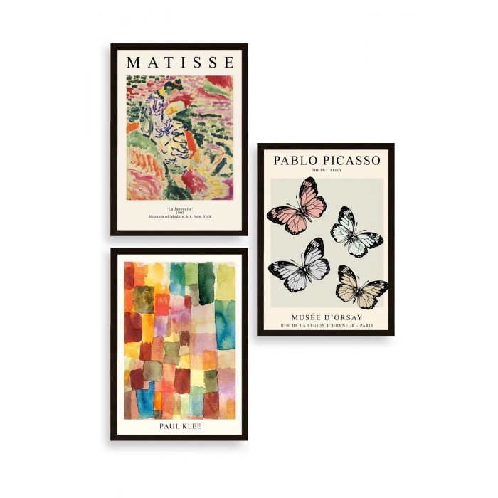 Matisse Üçlü Ahşap Çerçeveli Tablo 23 x 30