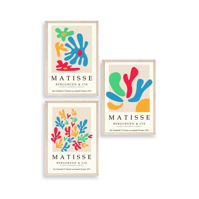 Matisse Üçlü Ahşap Çerçeveli Tablo 23 x 30