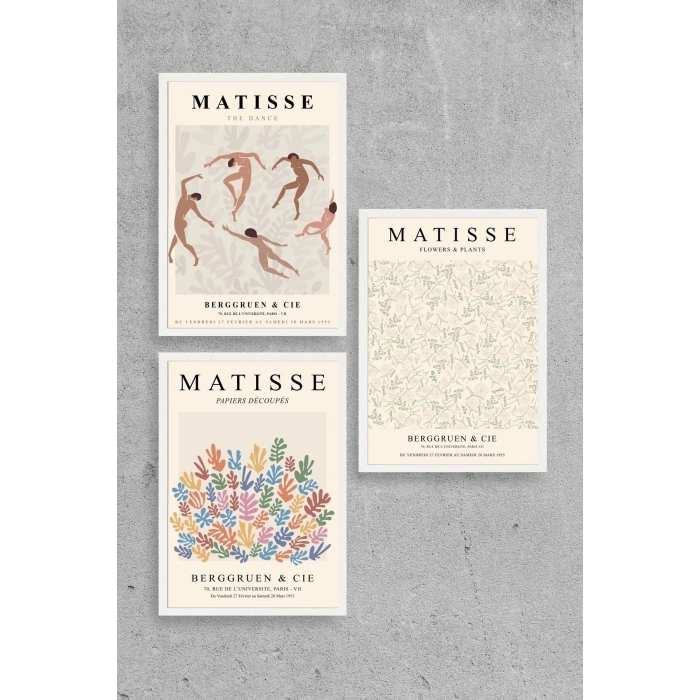 Matisse Üçlü Ahşap Çerçeveli Tablo 23 x 30