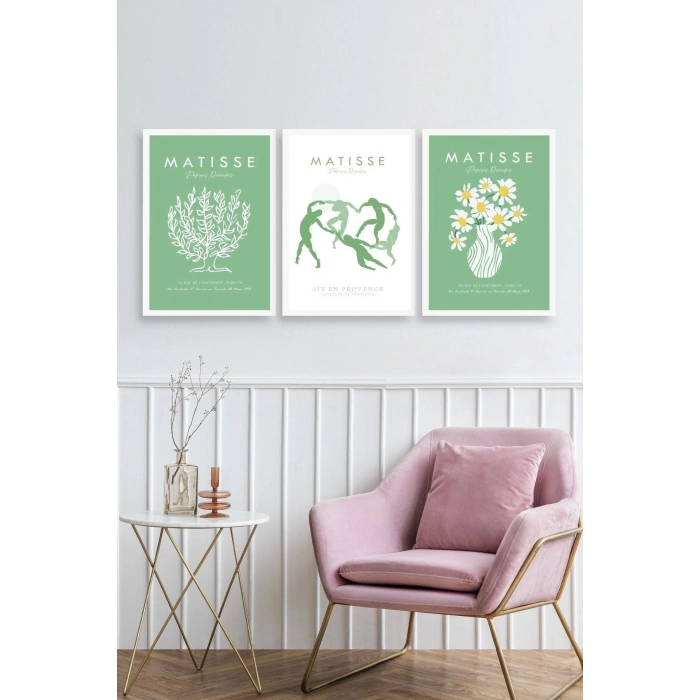 Matisse Üçlü Ahşap Çerçeveli Tablo 23 x 30