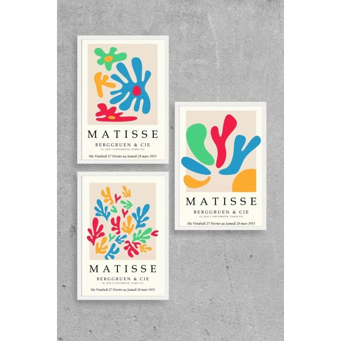 Matisse Üçlü Ahşap Çerçeveli Tablo 23 x 30