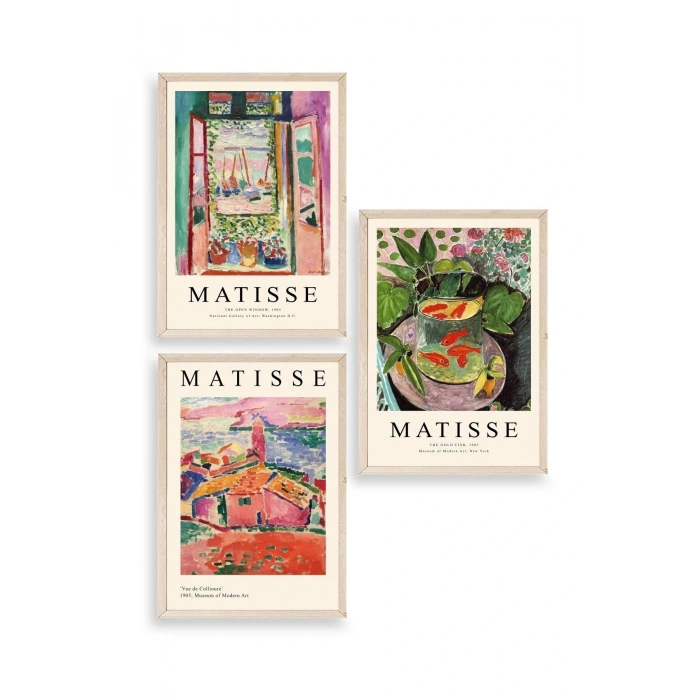 Matisse Üçlü Ahşap Çerçeveli Tablo 23 x 30