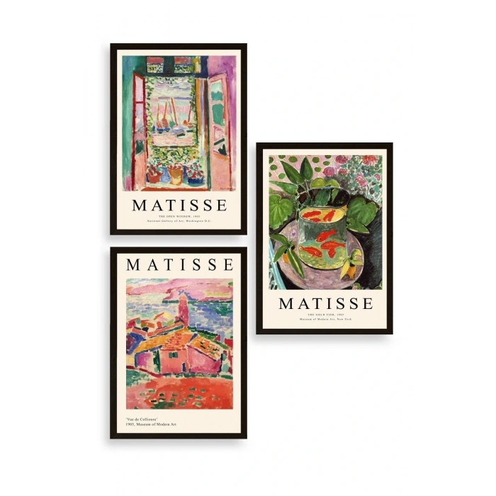 Matisse Üçlü Ahşap Çerçeveli Tablo 23 x 30
