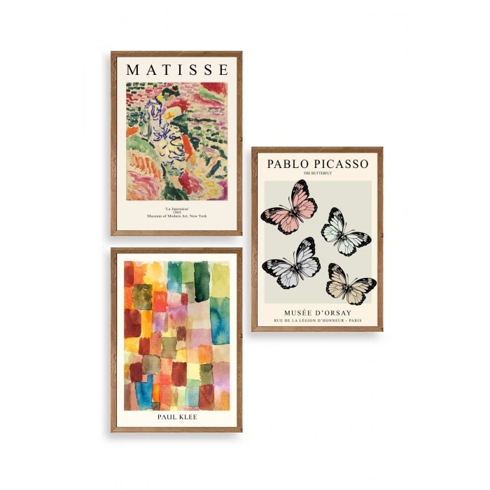 Matisse Üçlü Ahşap Çerçeveli Tablo 23 x 30