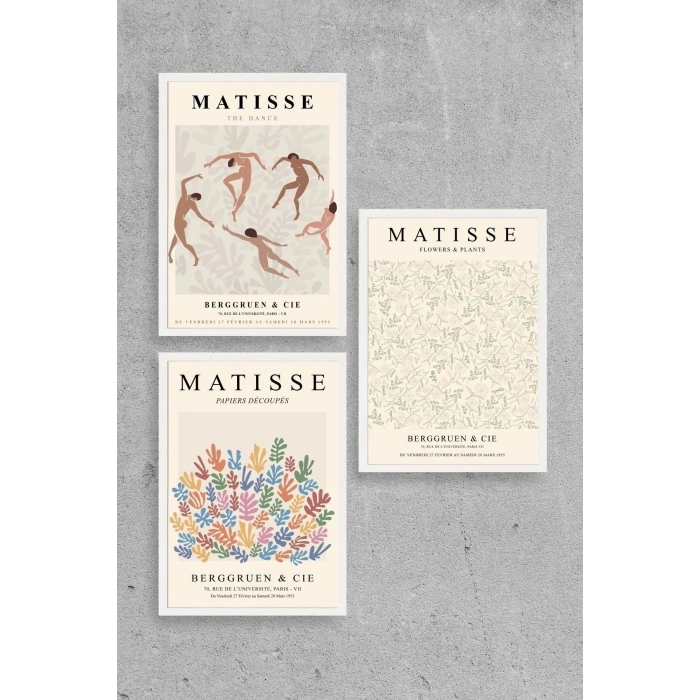 Matisse Üçlü Ahşap Çerçeveli Tablo 23 x 30