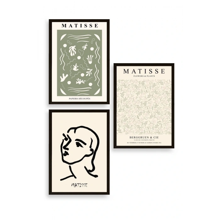 Matisse Üçlü Ahşap Çerçeveli Tablo 23 x 30