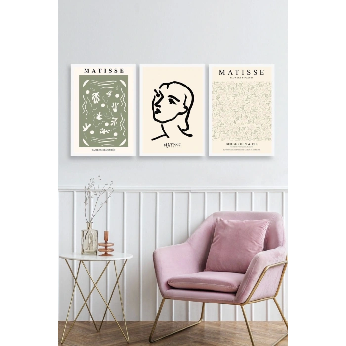 Matisse Üçlü Ahşap Çerçeveli Tablo 23 x 30