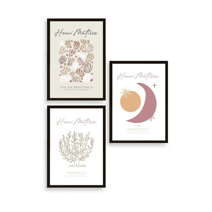 Matisse Üçlü Ahşap Çerçeveli Tablo 23 x 30