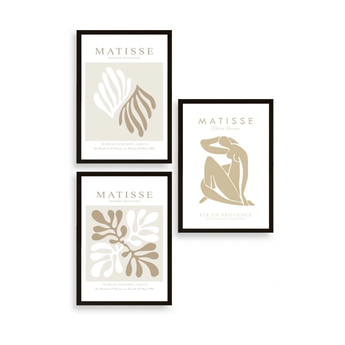 Matisse Üçlü Ahşap Çerçeveli Tablo 23 x 30