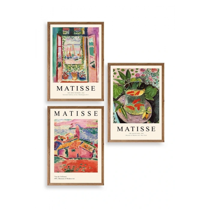 Matisse Üçlü Ahşap Çerçeveli Tablo 23 x 30