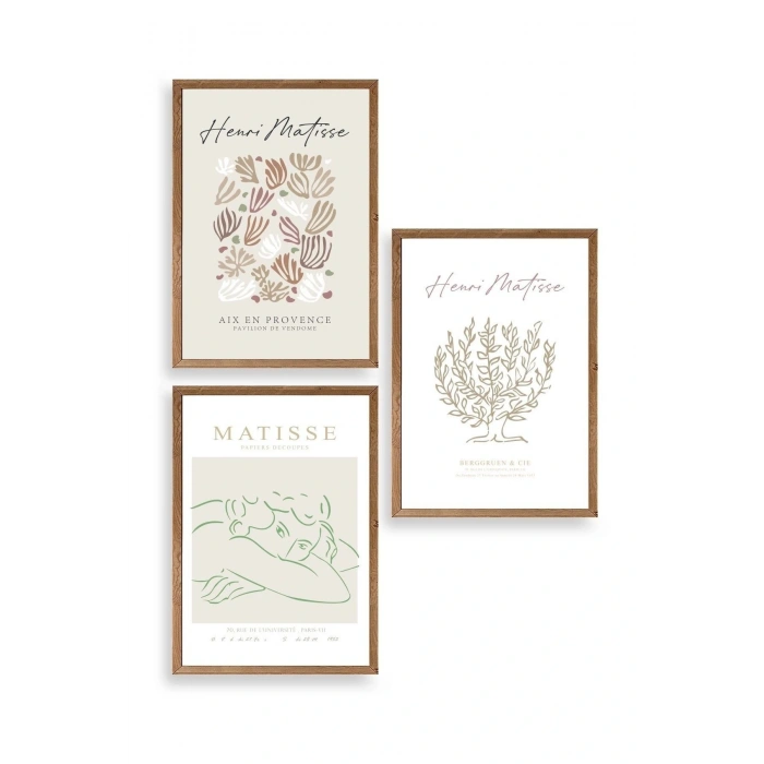 Matisse Üçlü Ahşap Çerçeveli Tablo 23 x 30