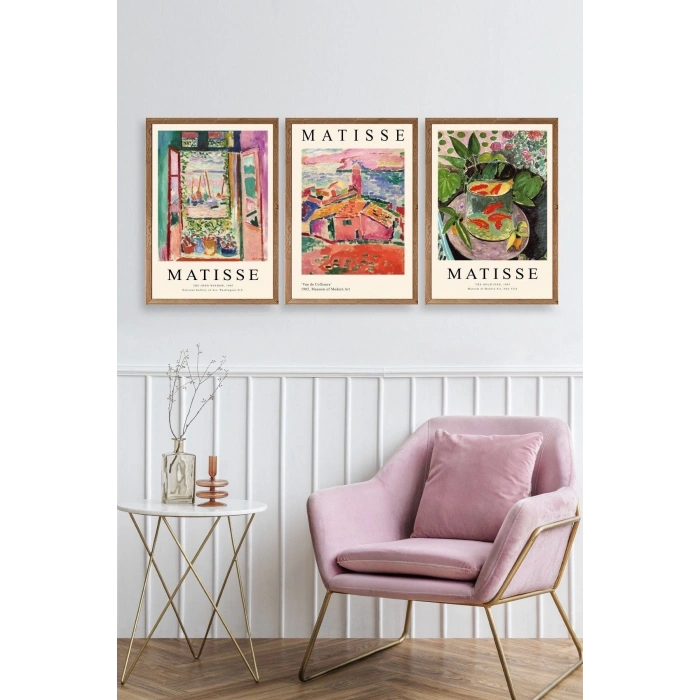 Matisse Üçlü Ahşap Çerçeveli Tablo 23 x 30