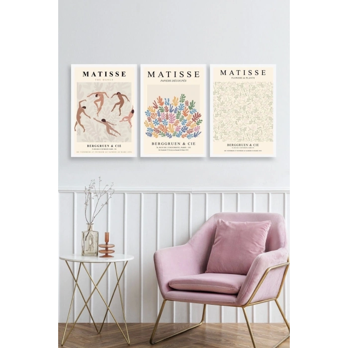 Matisse Üçlü Ahşap Çerçeveli Tablo 23 x 30