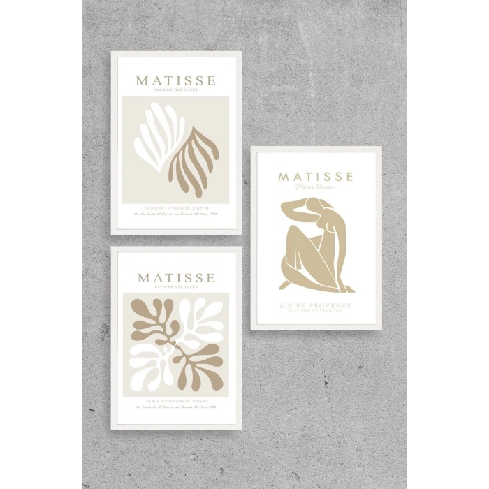 Matisse Üçlü Ahşap Çerçeveli Tablo 23 x 30