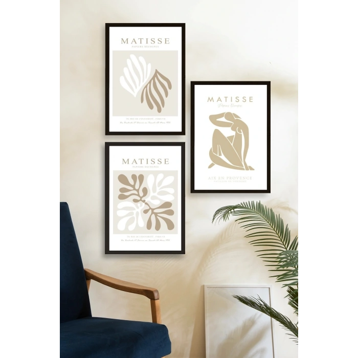 Matisse Üçlü Ahşap Çerçeveli Tablo 23 x 30