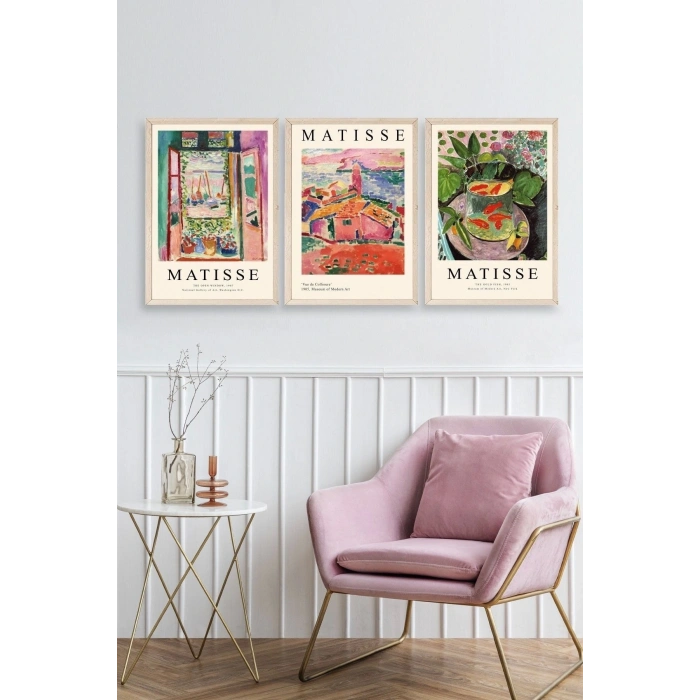 Matisse Üçlü Ahşap Çerçeveli Tablo 23 x 30