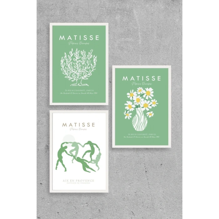 Matisse Üçlü Ahşap Çerçeveli Tablo 23 x 30