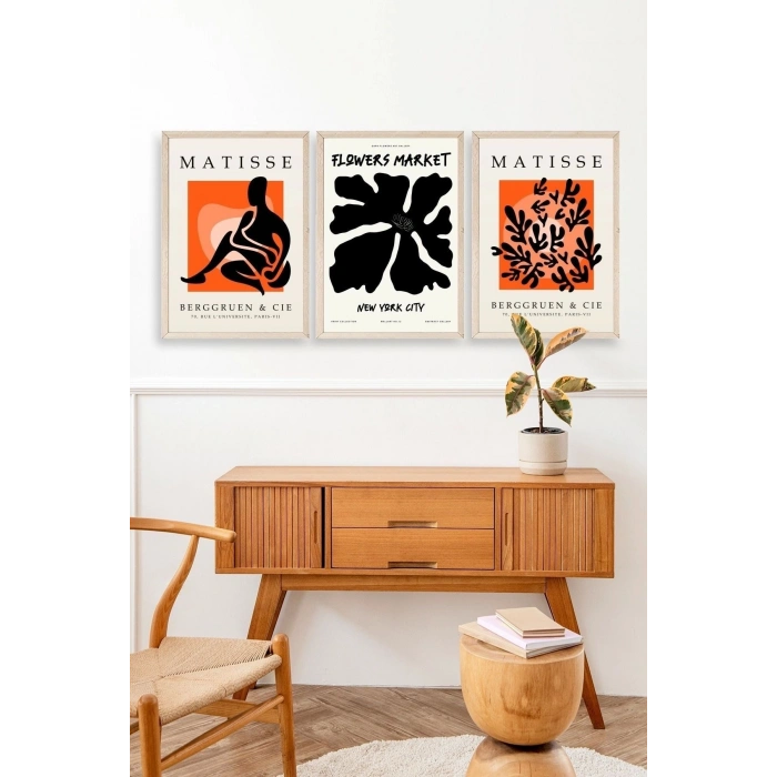 Matisse Üçlü Ahşap Çerçeveli Tablo 23 x 30