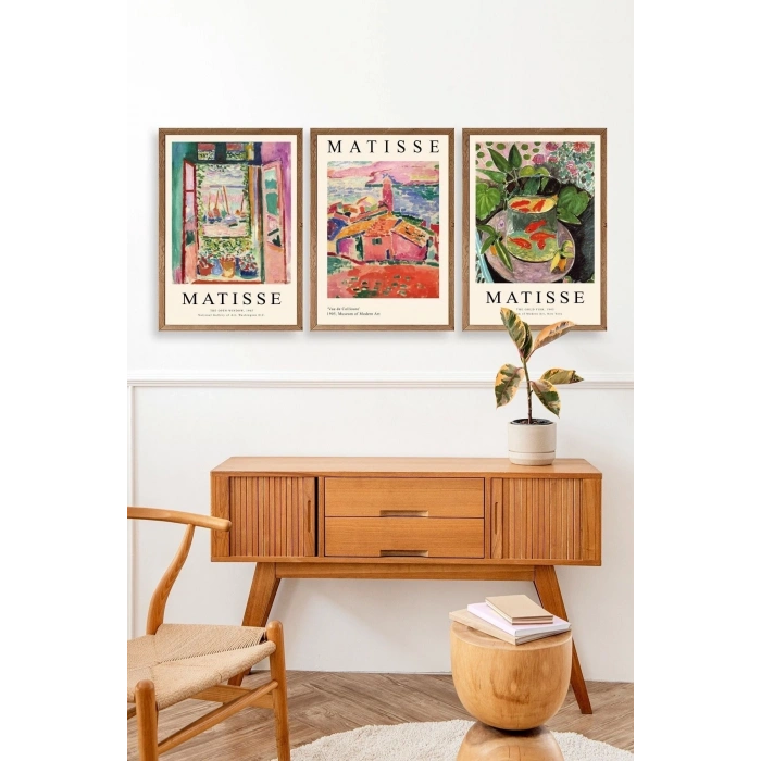 Matisse Üçlü Ahşap Çerçeveli Tablo 23 x 30