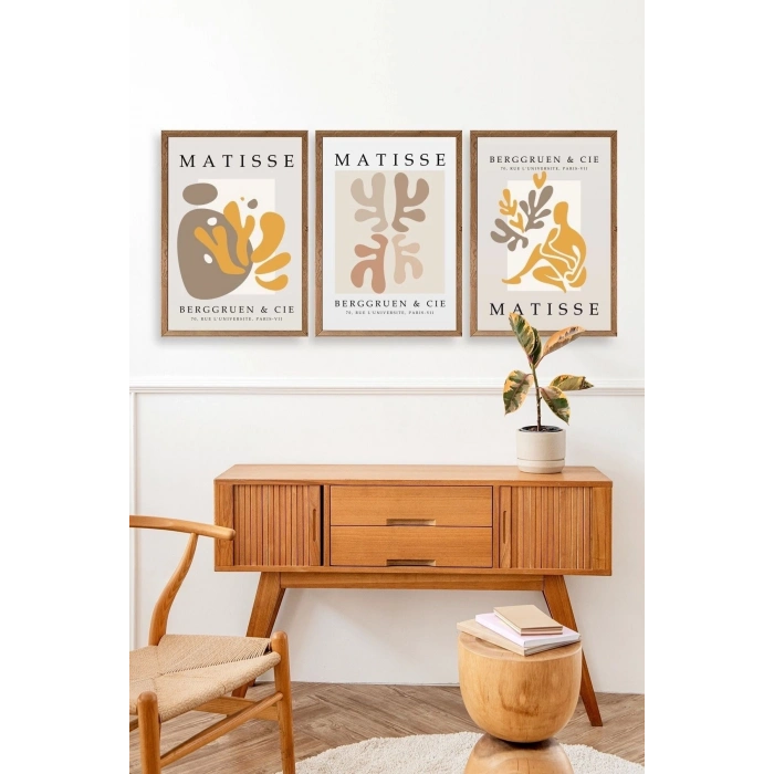 Matisse Üçlü Ahşap Çerçeveli Tablo 23 x 30