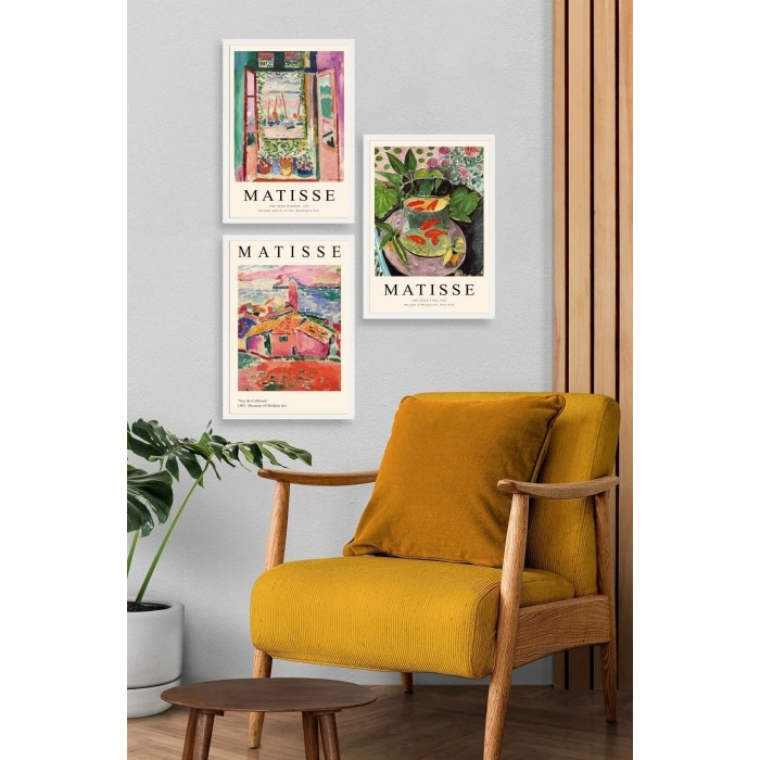 Matisse Üçlü Ahşap Çerçeveli Tablo 23 x 30