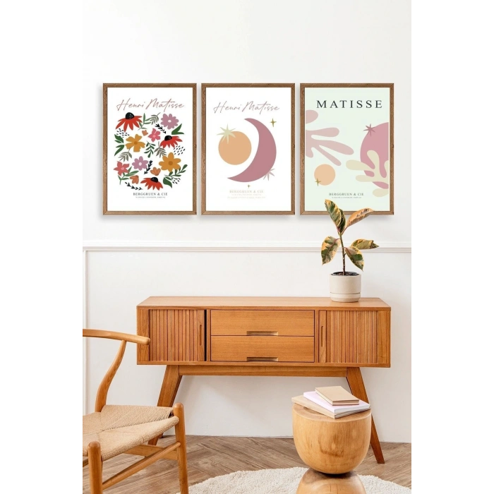 Matisse Üçlü Ahşap Çerçeveli Tablo 23 x 30