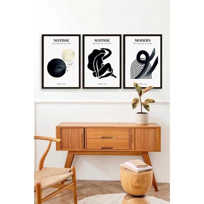 Matisse Üçlü Ahşap Çerçeveli Tablo 23 x 30