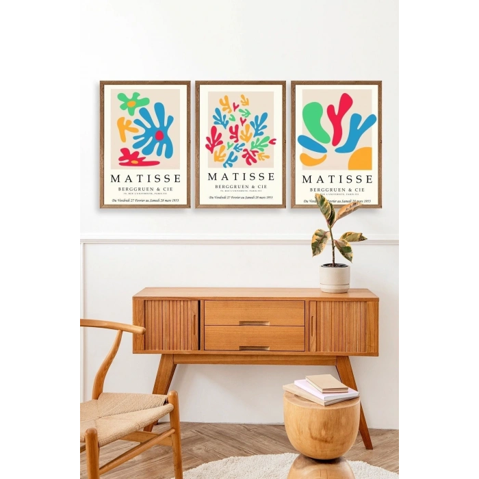 Matisse Üçlü Ahşap Çerçeveli Tablo 23 x 30