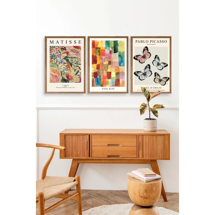 Matisse Üçlü Ahşap Çerçeveli Tablo 23 x 30