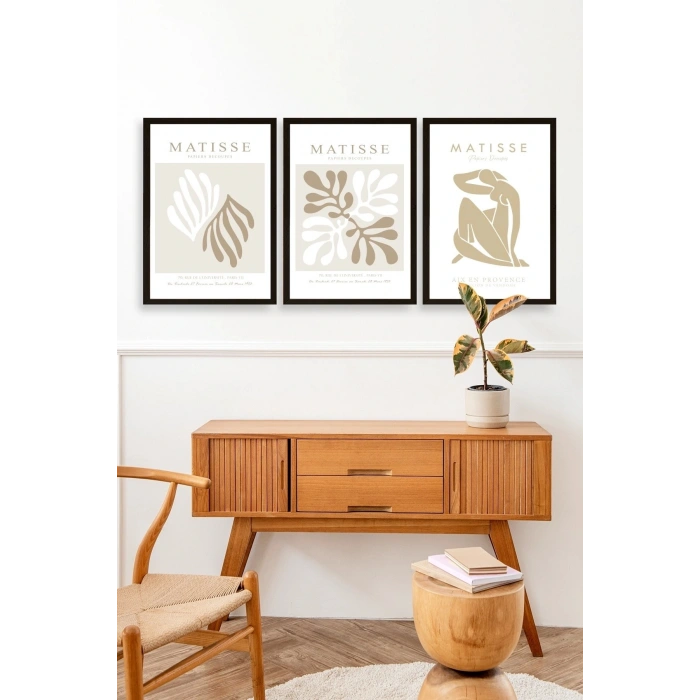 Matisse Üçlü Ahşap Çerçeveli Tablo 23 x 30