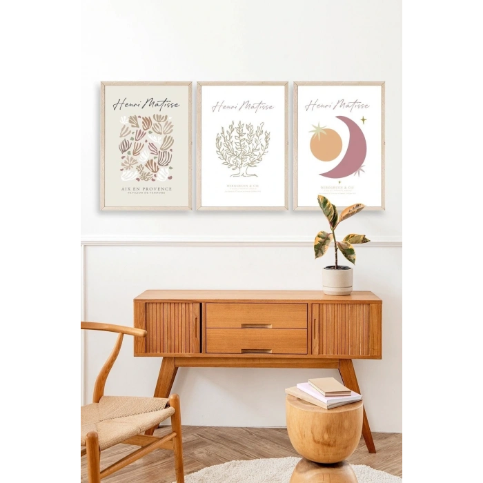 Matisse Üçlü Ahşap Çerçeveli Tablo 23 x 30