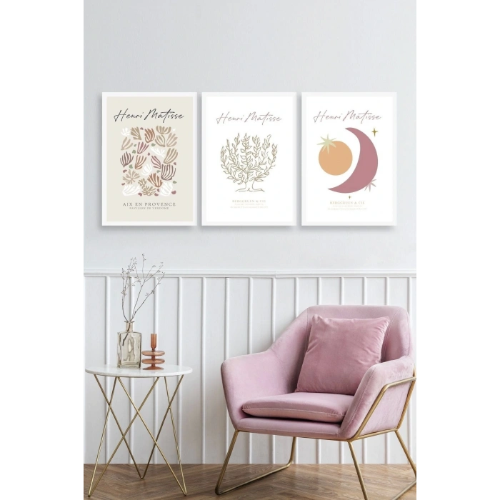 Matisse Üçlü Ahşap Çerçeveli Tablo 23 x 30