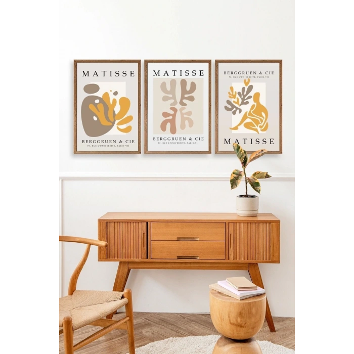 Matisse Üçlü Ahşap Çerçeveli Tablo 23 x 30