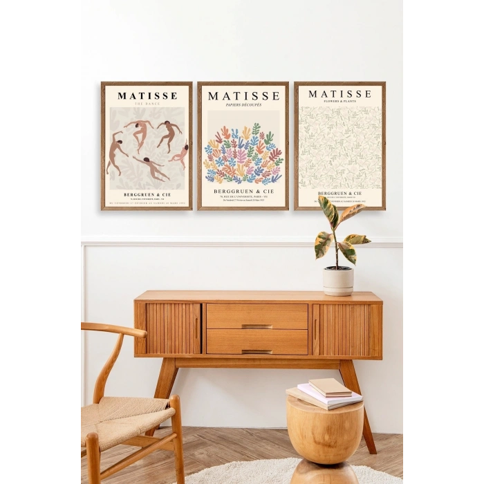 Matisse Üçlü Ahşap Çerçeveli Tablo 23 x 30