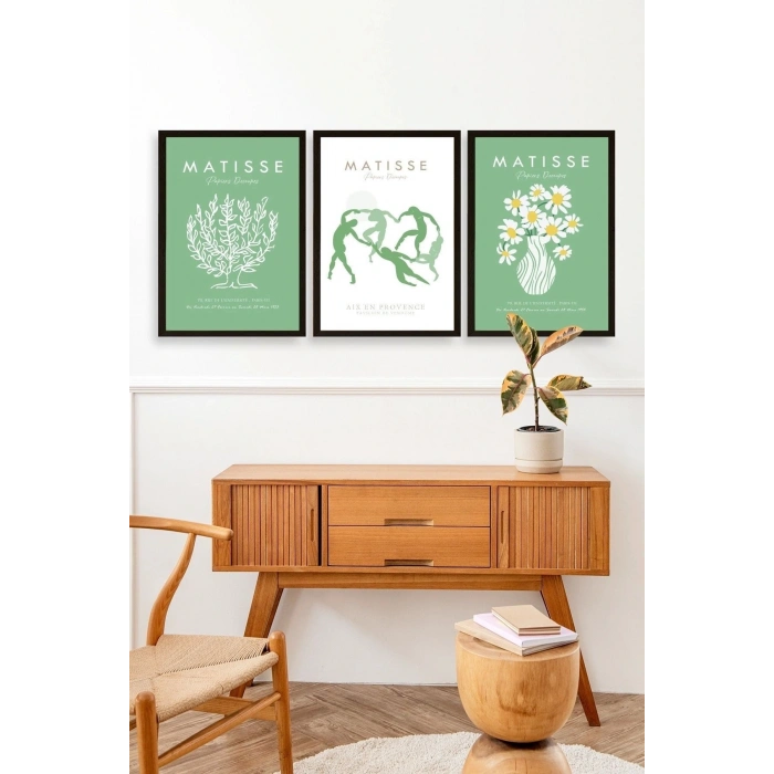 Matisse Üçlü Ahşap Çerçeveli Tablo 23 x 30