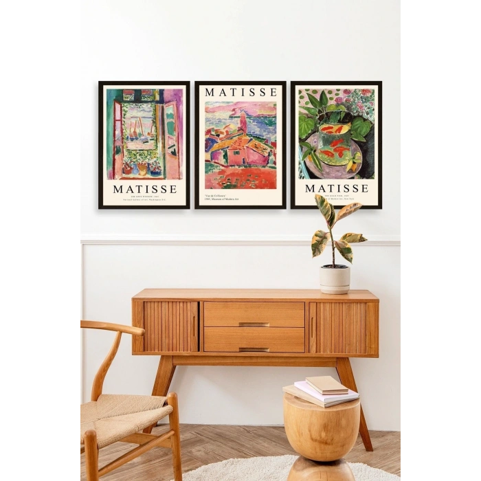 Matisse Üçlü Ahşap Çerçeveli Tablo 23 x 30
