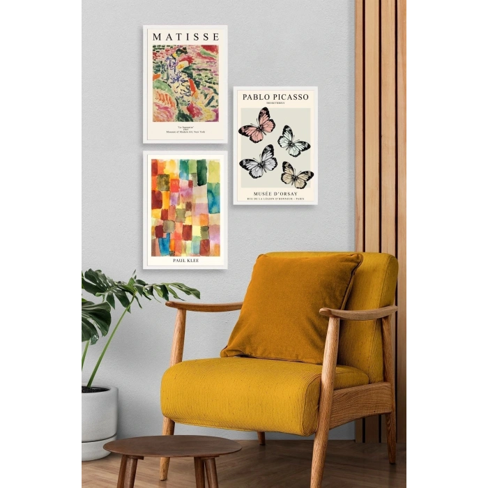 Matisse Üçlü Ahşap Çerçeveli Tablo 23 x 30