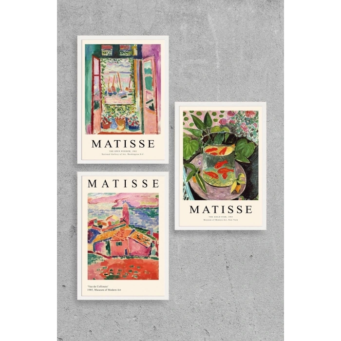 Matisse Üçlü Ahşap Çerçeveli Tablo 30 x 40