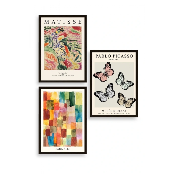 Matisse Üçlü Ahşap Çerçeveli Tablo 30 x 40