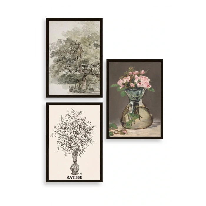 Matisse Üçlü Ahşap Çerçeveli Tablo 30 x 40