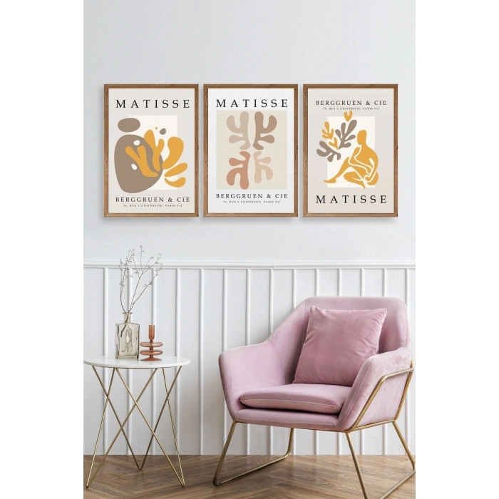 Matisse Üçlü Ahşap Çerçeveli Tablo 30 x 40