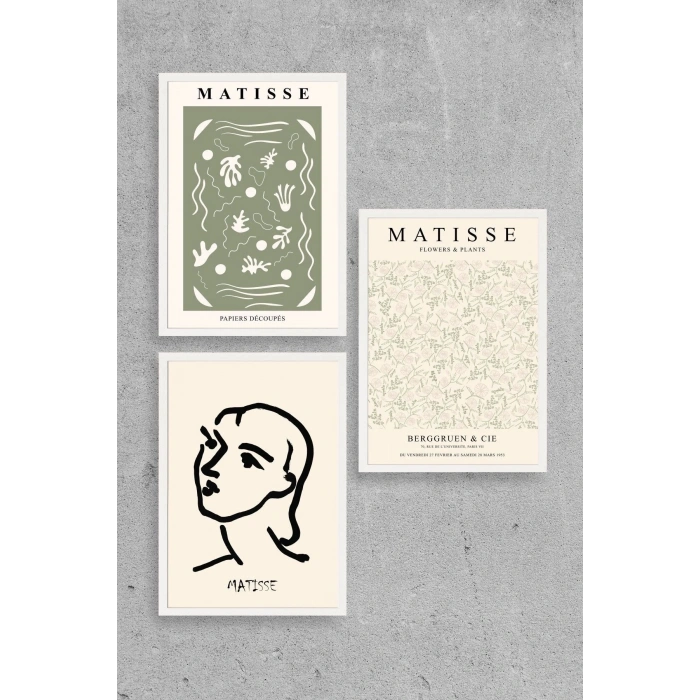 Matisse Üçlü Ahşap Çerçeveli Tablo 30 x 40