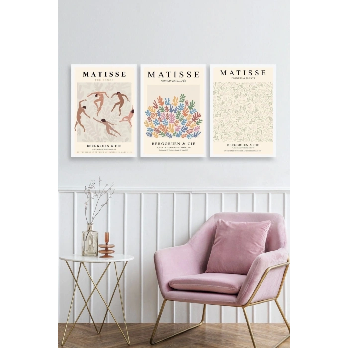 Matisse Üçlü Ahşap Çerçeveli Tablo 30 x 40