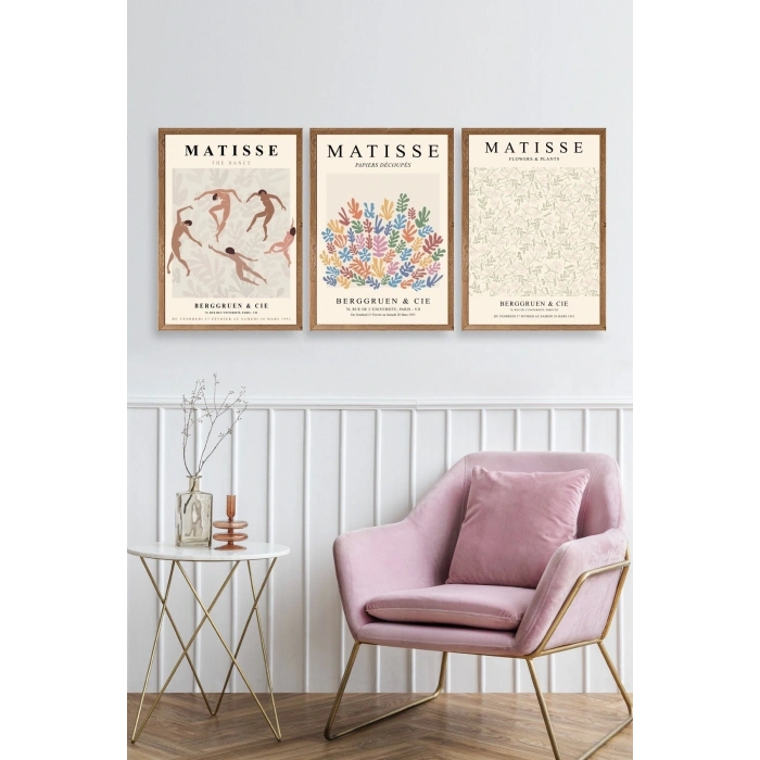 Matisse Üçlü Ahşap Çerçeveli Tablo 30 x 40