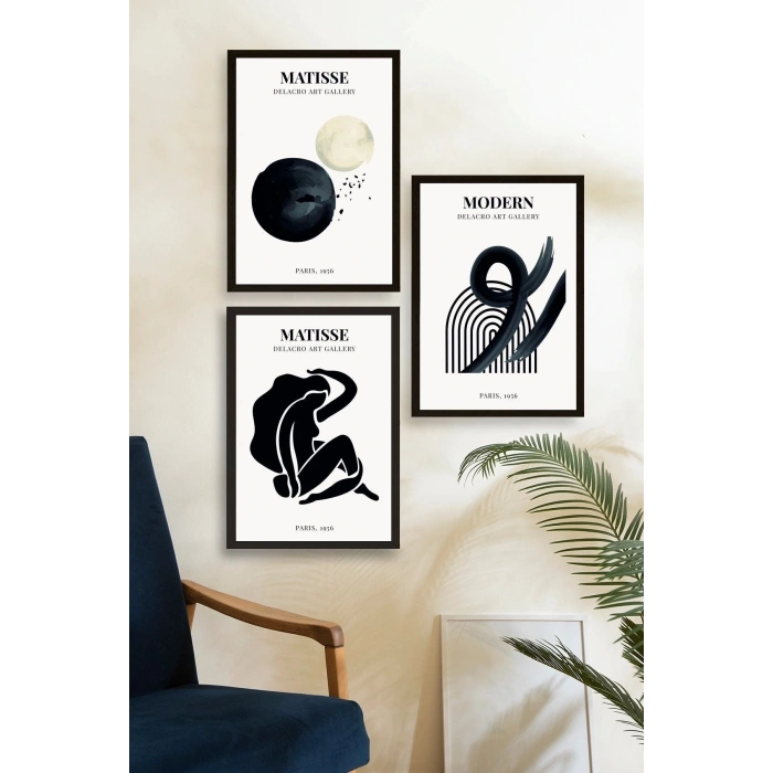 Matisse Üçlü Ahşap Çerçeveli Tablo 30 x 40